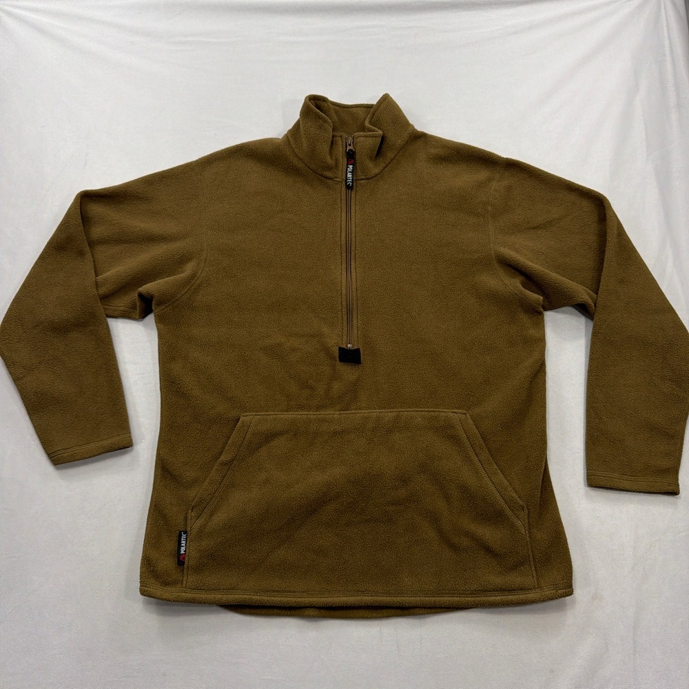 Peckham Fleece Pullover USMC Polartec 1/4 Zip Kangaroo Pocket Coyote Brown Men M